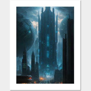 Railway of a Futuristic Dystopian City Posters and Art